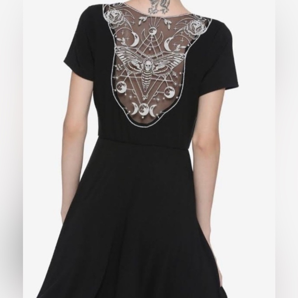 Midnight Hour Death head moth cutout skater dress